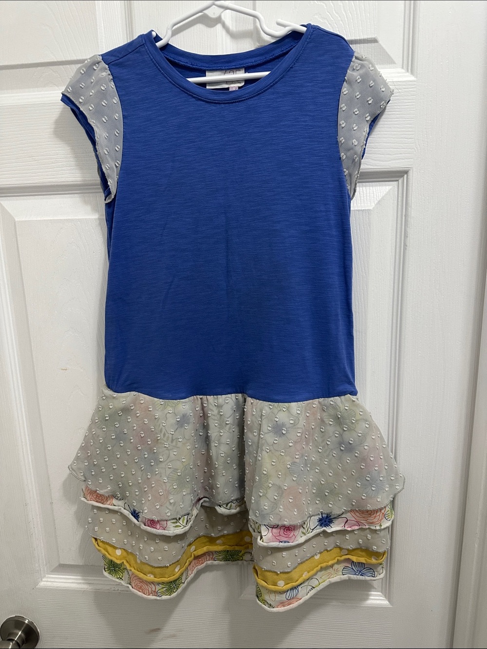 Matilda Jane 435 Royal Blue with Pastel Layered Ruffle floral Dress